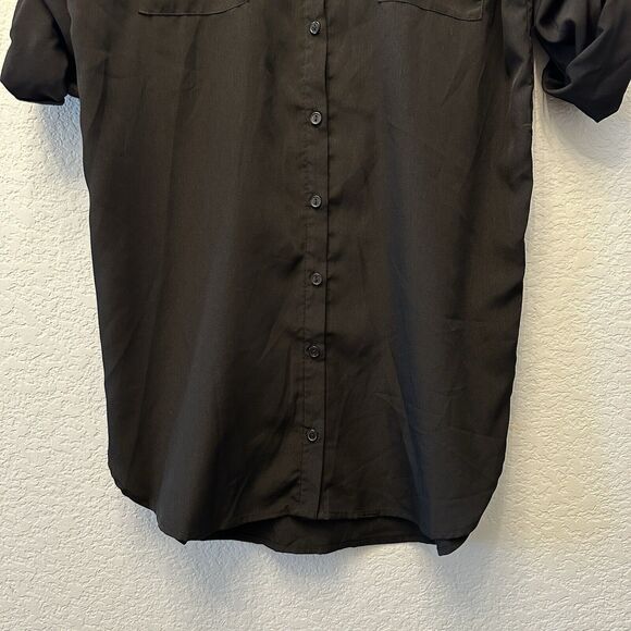 Lulus Women’s Shirt Dress Small Telegraph Route Black Shirt Dress Button Down - Picture 7 of 15